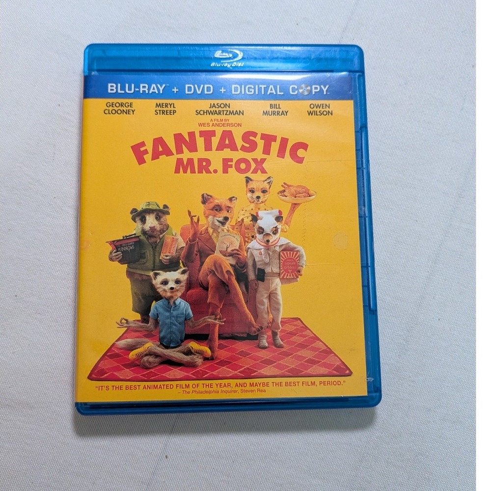 Fantastic Mr. Fox Blu-ray DVD Combo Wes Anderson George Clooney Excellent 2-Disc